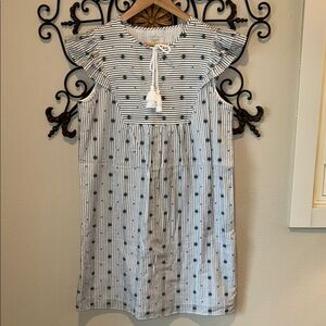 LOFT 100% COTTON SUMMER DRESS RUFFLE SLEEVES SIZE SMALL NWT
